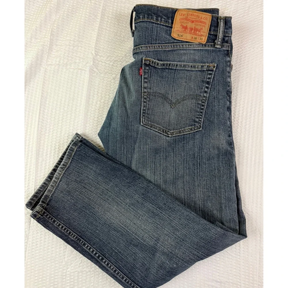 Levis 514 Slim Straight Jeans Mens 36x30 Medium Wash Blue Denim Pants